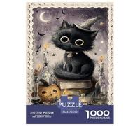 The Witch's Cat Puzzles 1000 Pieces Cadeau Unique Jeu Éducatif Challenge Toy À De Qualité Supérieure Peinture Art pour Adultes Et Enfants À Partir De 14 Ans 70x50cm/1000pcs