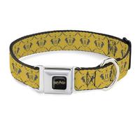 The Wizarding World of Harry Potter Collier pour animal domestique avec boucle de ceinture de sécurité en métal, bannière Harry Potter Poufsouffle, Jaune gris, 40,6 à 58,4 cm de large