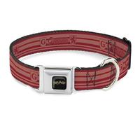 The Wizarding World of Harry Potter Collier pour chien avec boucle de ceinture de sécurité en métal Motif Harry Potter Gryffondor House Champion Icônes rayées Rouge 38 à 61 cm 2,5 cm de large