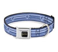 The Wizarding World of Harry Potter Collier pour chien avec boucle de ceinture de sécurité en métal Motif Harry Potter Serdaigle Maison, Icônes rayés bleus, 50,8 à 78,7 cm et 3,8 cm de large