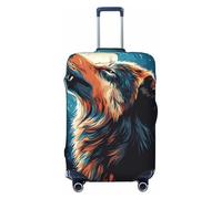 The Wolf Under The Moon Housse de protection élastique pour valise de voyage Motif imprimé anti-rayures, Noir , XL