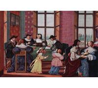 The Workings and Signing of the Marriage Contract after a 17th century work by Abraham Boss From Modes and Manners publié 1935. Affiche imprimée par Hilary Jane Morgan (17 x 12)