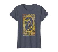 The World Carte de Tarot Vintage Le Monde T-Shirt, Femme, Bleu Chiné, 3XL