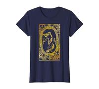 The World Carte de Tarot Vintage Le Monde T-Shirt, Femme, Bleu Marine, 3XL