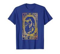The World Carte de Tarot Vintage Le Monde T-Shirt, Homme, Bleu Royal, S
