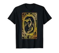The World Carte de Tarot Vintage Le Monde T-Shirt, Homme, Noir, XL