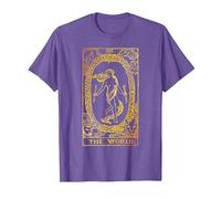 The World Carte de Tarot Vintage Le Monde T-Shirt, Homme, Violet Chiné, 3XL