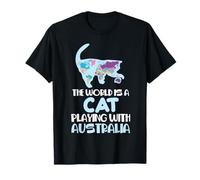 The World Is A Cat Playing with Australia Travel Humor T-Shirt