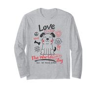 The World Needs A Dog Love and Peace Design Cool Dog Lovers Manche Longue