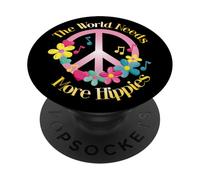 The World Needs More Hippies Flower Power Citation Hippie Peace PopSockets PopGrip Adhésif