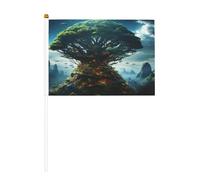 The World Tree Lot de 6 et 12 mini drapeaux durables sur bâtons pour cour, jardin et décoration extérieure 14 x 21 cm