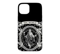 The World XXI Carte de Tarot Gothique Occulte Halloween Coque pour iPhone 15 Plus