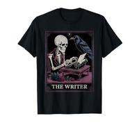 The Writer Tarot Carte Gothique Squelette Corbeau Auteur littéraire T-Shirt