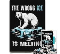 The Wrong Ice is Melting Poster, Polar Bear C Puzzle, 1000 pièces | Un cadeau pour passionné de puzzles pour les soirées d’hiver, parfait pour les journées au chaud.