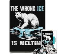 The Wrong Ice is Melting Poster, Polar Bear C Puzzle en Bois, 1000 pièces | Pendant le puzzle : Cadeau puzzle: montage des bords jusqu'aux détails de l'image à la maison.