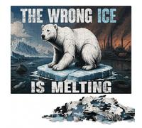 The Wrong Ice is Melting Poster, Polar Bear C Puzzle en Bois, 1000 pièces | Puzzle adulte: différences de couleur visibles pour regrouper les pièces seul ou à plusieurs.