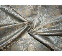 The Yard BRO755 Tissu brocart de soie gris x doré métallisé 111,8 cm