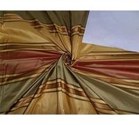 The Yard TAF#S115 Tissu taffetas de soie Jaune/rouge/rayures dorées satinées 137,2 cm de large