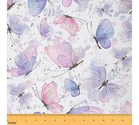 The Yard Tissu d'ameublement motif papillon de rêve pour chaises art graffiti à pois pour loisirs créatifs, animaux roses et violets, tissu décoratif imperméable pour extérieur, 0,9 m
