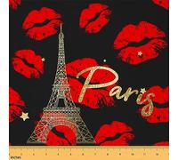 The Yard Tissu d'ameublement motif tour Eiffel dorée pour chaises, décoration de Saint-Valentin, projets de bricolage, fournitures de couture de style moderne, 9,1 m