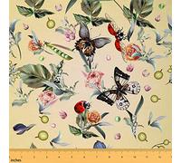 The Yard Tissu en forme de papillons aquarelle rétro pour tissus d'ameublement et projets de bricolage à la maison, joli coccinelle rustique pour chaises, rideaux, abat-jour, 1,8 m