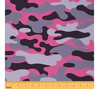The Yard Tissu imperméable à motif camouflage rose et gris pour tissus d'ameublement et projets de bricolage, géométrie abstraite, 1,8 m