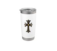 The Yellow Shine Heart Diamonds Gold Cross Gobelet isotherme en acier inoxydable double paroi
