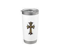 The Yellow Shine Heart Pave Diamonds Gold Cross Gobelet isotherme en acier inoxydable double paroi