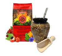 The Yerba Project Ensemble de démarrage MATE Green Mas Energy - Boisson naturelle forte - Kit complet pour débutant - Booster d'énergie - Kit vert de 500 g - Tasse en céramique Aztek de 300 ml -