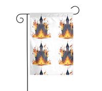 The YYHWHJDE The Castle burning flames Picture size of this garden flag is 30,5 x 45,7 cm, ce qui est un rapport d'or soigneusement conçu. Il s'adapte parfaitement à la grande majorité des classiques