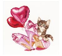 Théa Gouverneur Kit au point de croix compté "Aïda, chaton de la Saint-Valentin", 31x30cm