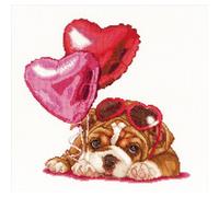 Théa Gouverneur Kit au point de croix compté "Chiot Saint-Valentin Aïda", 31x30cm