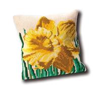 Thea Gouverneur - Kit de Broderie au Point de Croix compté - Coussin Narcis - Toile - 4,5 pièces - Kit de Broderie pour Adultes - Fils à Broder DMC et Autres Fournitures de Point de Croix incluses -