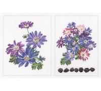 Thea Gouverneur Kit de broderie au point de croix "Panel d'anémones", motif à compter, 34x22cm