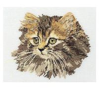 Thea Gouverneur - Kit de point de croix compté - Chat à poil long marron - Aida - 12 Compter - Pour adultes - 930A