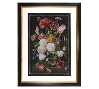 Thea Gouverneur - Kit de point de croix compté - Nature morte avec des fleurs dans un vase en verre - Aida Noir - 18 Compter - Pour adultes - 785.05