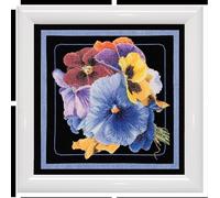 Thea Gouverneur - Kit de point de croix compté - Pensées - Aida Noir - 18 Compter - Pour adultes - 435.05