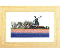 Thea Gouverneur kit punto croce "Bulbfield Hyacinths Evenweave", 24x14cm