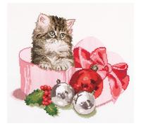 Thea Gouverneur zestaw do haftu krzyżykowego "Christmas Kitten Aida", 31x30cm