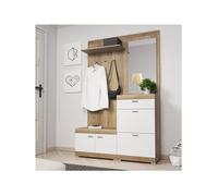 Thea - meuble d'entrée - effet bois et blanc - 135 cm - style scandinave - Bois / Blanc
