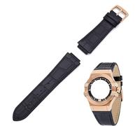 THEAGE Bracelet de montre de rechange en cuir véritable 24 mm pour montres Maserati R8821108025 R8851108002 (1 noire et boucle RG)