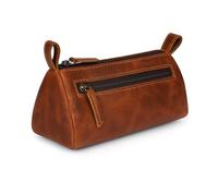 TheAntiq Trousse de maquillage en cuir marron clair (20,3 x 8,9 x 7,6 cm) - Petite trousse de maquillage pour sac à main, trousse de maquillage multifonction à fermeture éclair pour voyage ou cadeau