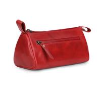 TheAntiq Trousse de maquillage en cuir rouge pour femme - Petite trousse de maquillage en cuir pour voyage, trousse de maquillage faite à la main pour sac à main, petite trousse de maquillage