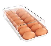 theaoo Porte-œufs pour réfrigérateur, récipient à œufs à rouler automatique pour réfrigérateur, distributeur d'œufs en plastique transparent, organiseur d'œufs empilable avec plateau intérieur