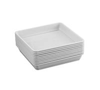 Theaque Lot de 10 soucoupes carrées en plastique robuste pour intérieur et extérieur - Blanc - 15 x 15 x 2,80 cm