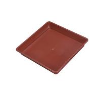 Theaque Lot de 10 soucoupes carrées en plastique robuste pour intérieur et extérieur - Sans trou - Rouge - 15 x 15 x 2,80 cm