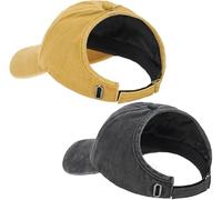 Theaque Lot de 2 casquettes dos nu pour enfants, chapeau de baseball réglable pour queue de cheval, chapeau dos nu pour cheveux bouclés naturels, Vintage délavé, noir et jaune, S