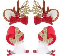 Theaque Lot de 2 paires de pinces à cheveux de Noël en forme de bois de cerf