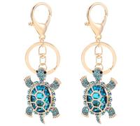 Theaque Lot de 2 porte-clés tortue en strass pour sac à main, bleu, 11.00X4.00X2.00CM