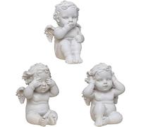 Theaque Lot de 3 statues d'ange de la sagesse en résine pour décoration de bureau ou maison